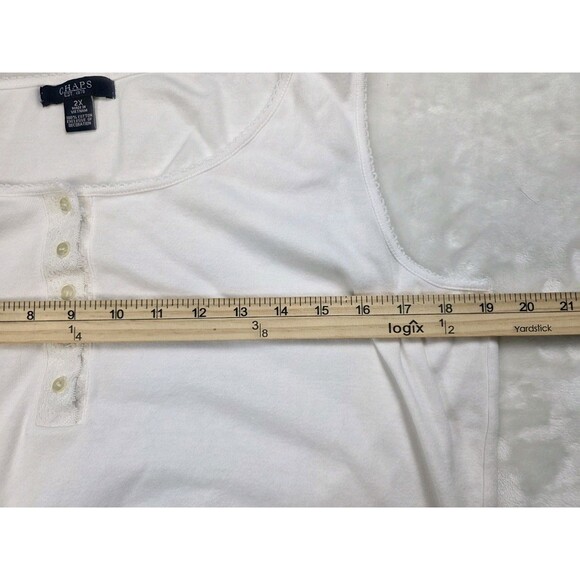 Chaps Women's XXL White Sheer Panel Tank Top 100% Cotton - Picture 5 of 7